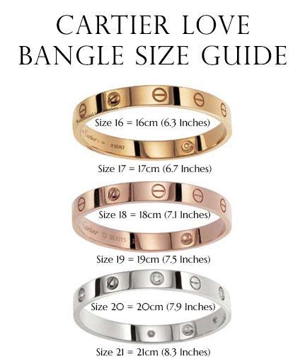 cartier love bracelet sizes